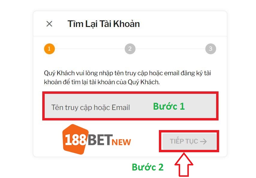 Khôi phục mật khẩu tài khoản 188Bet khi quên