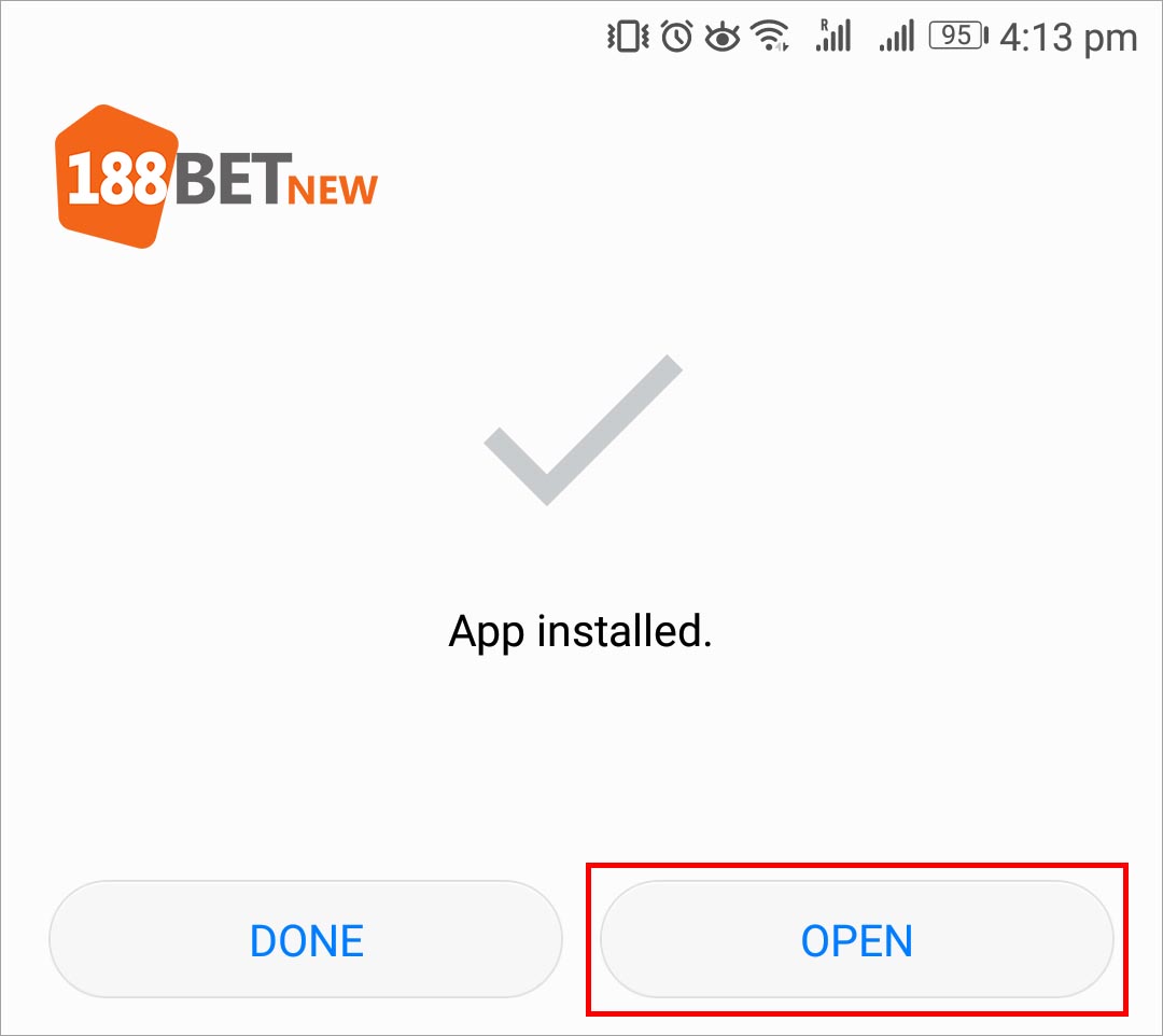 Mở ứng dúng 188Bet sau khi cài đặt xong